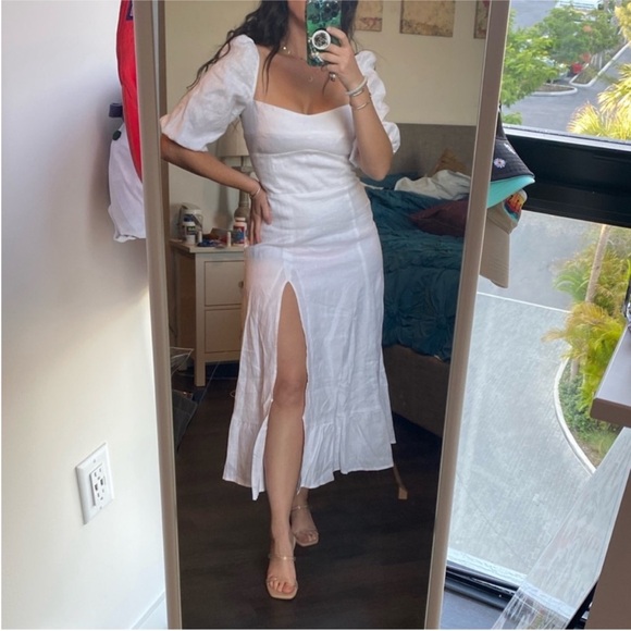 Reformation Belgium Linen Dress in White - Picture 3 of 14